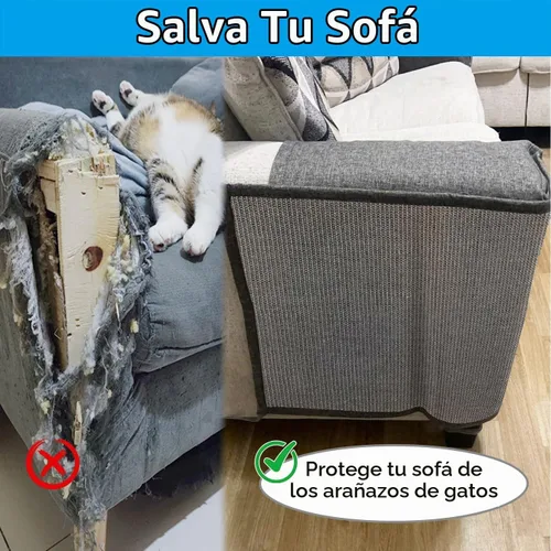 Vista 2 de NATUYA Protector de sofá de muebles para arañazos para gatos, almohadilla rascador grande de sisal para gatos, protector de brazo de esquina Gris