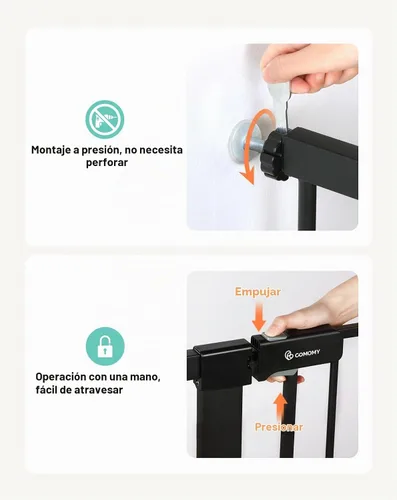 Vista 5 de COMOMY Puerta de bebé extra alta de 42 pulgadas para escaleras, se adapta a