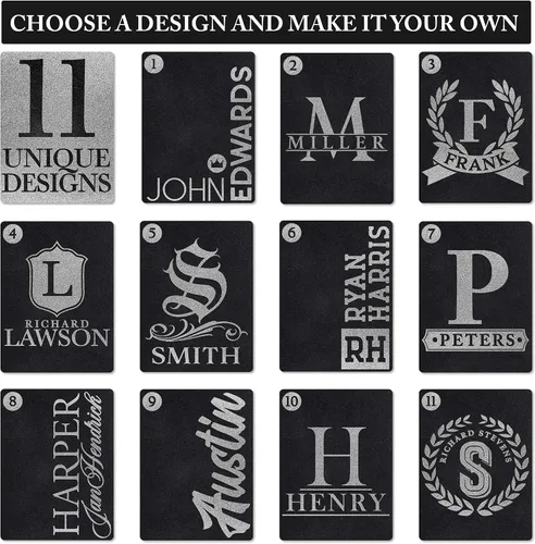 Vista 2 de Carteras personalizadas grabadas para hombres 2 colores y 11 opciones de diseño Regalos para papá regalos para hombres