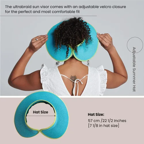 Vista 6 de San Diego Hat Co. Visera ultratrenzada para mujer con cinta y banda para el sudor Aqua Lime