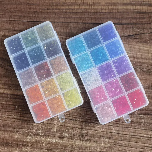 Vista 7 de INSPIRELLE 1800 Piezas Cuentas de Acrílico Redondas Facetadas de 6mm - 30 Colores Espaciadores de Plástico para Hacer Joyas y Manualidades