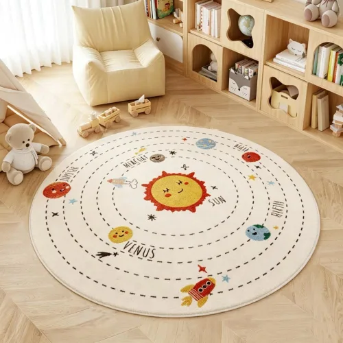 Vista 16 de Poowe Alfombra redonda con diseño de arco iris, colorida alfombra bohemia para niños, ultra suave, lavable, alfombra para habitación del cuarto