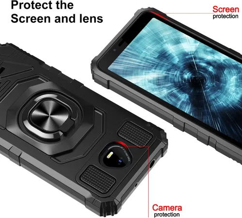 Vista 6 de Funda compatible con Schok Volt SV55, con protector de pantalla de vidrio templado, tecnología de protección resistente, soporte integrado