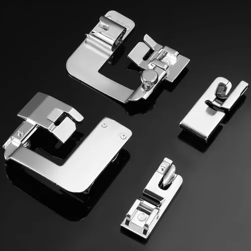 Vista 3 de 7 piezas de prensatelas de dobladillo enrollado, kit de pie de dobladillo para coser prensatelas enrolladas para máquina de coser multifuncional