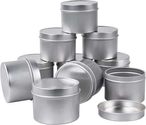 Vista 2 de Evinis 30 latas de velas plateadas de 4 onzas con tapas, kit de fabricación de velas de bricolaje para todas las edades
