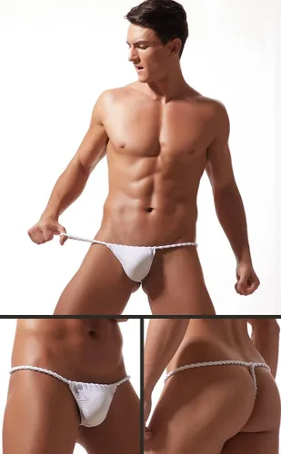 Vista 3 de Men's Ice Silk Thong Low Rise Slim Fit Bikini Soft Briefs Underwear