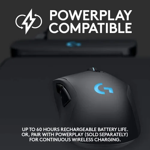 Vista 6 de Logitech G 703 Lightspeed - Mouse inalámbrico para juegos con sensor Hero 25K, compatible con PowerPlay, Lightsync RGB, ligero 95G+10G opcional
