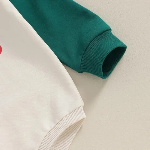 Vista 4 de Lamuusaa Traje de Navidad para bebé recién nacida, manga larga, bloque de color, sudadera de gran tamaño, ropa de otoño