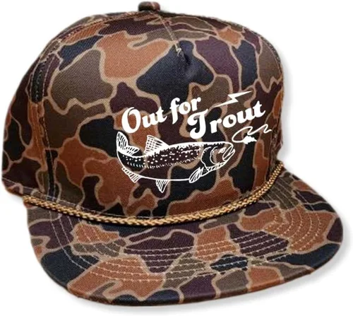 Vista 2 de ThatsRad Out for Trout Camionero Camuflaje Sombrero Visera Cuerda Snapback Camo Pesca Mosca