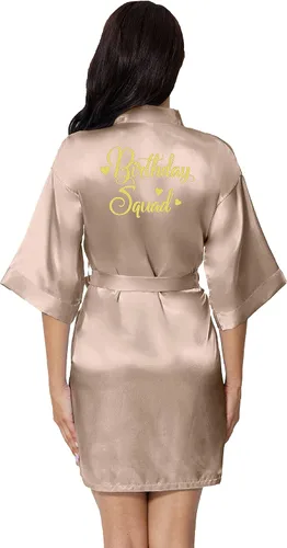 Vista 2 de PENGEE Batas de fiesta de cumpleaños para mujer, bata de baño con purpurina dorada, tamaño queen, Oro