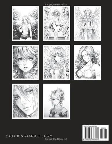 Vista 2 de Anime Girls - Coloring Book for Adults 100 pages of Manga and Anime Kawaii Girl Drawings for Relaxation and Mindfulness. Suitable for All Ages