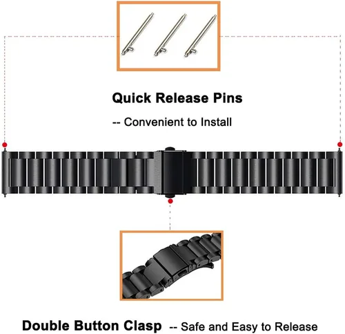 Vista 3 de Vivoactive 6/5/3 - Correas de reloj para hombres y mujeres, 0.787 pulgadas de repuesto de metal + cuero compatibles con Garmin Venu/Venu Sq/Venu 2