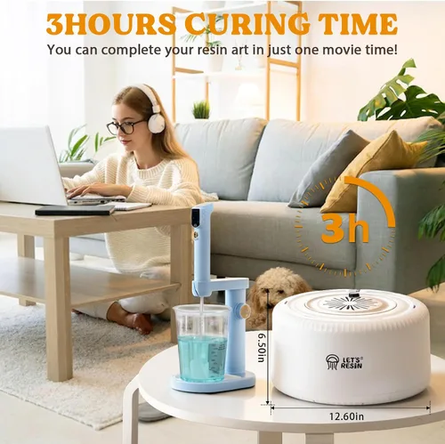 Vista 4 de LET'S RESIN Máquina de curado para resina: secadora automática de 3 horas con bandeja grande, ajuste de un botón, sin deformación, suministros