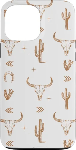 Vista 24 de Funda rústica elegante con diseño de calavera de toro sureño para iPhone 16