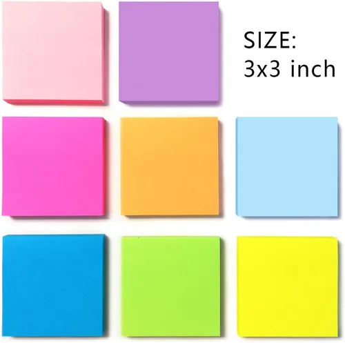 Vista 2 de 16 blocs de notas adhesivas emergentes de 3 x 3 pulgadas, colores brillantes, autoadhesivas, notas adhesivas superadhesivas, paquete de gran valor