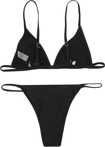 Vista 73 de AIBEARTY Traje de baño de dos piezas con estampado de calaveras para mujer, conjunto de bikini triangular de corte alto para fiesta, festival