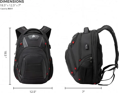 Vista 8 de Swissdigital - Mochila de diseño para viaje para hombres, compatible con TSA, con carga USB, protección RFID, mochila de negocios para laptops