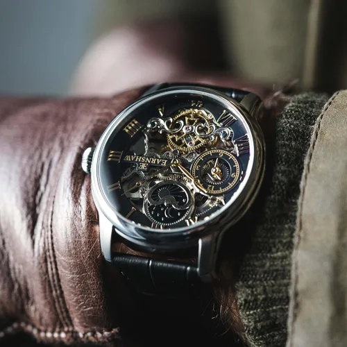 Vista 2 de Thomas Earnshaw Reloj automático de esqueleto de doble tiempo para hombre de 1.732 in con pulsera de acero inoxidable sólido ES-8006