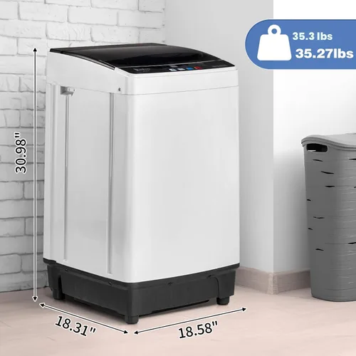 Vista 5 de Lavadora portátil de 15.6 libras / 7.08 kg, lavadora de lavandería completamente automática con tambor de acero inoxidable, lavadora compacta