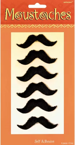 Vista 2 de Fiesta - Bigotes de felpa negros (3 pulgadas), paquete de 6, bigotes falsos para diversión y decoración de fiestas, perfectos para el Cinco de Mayo