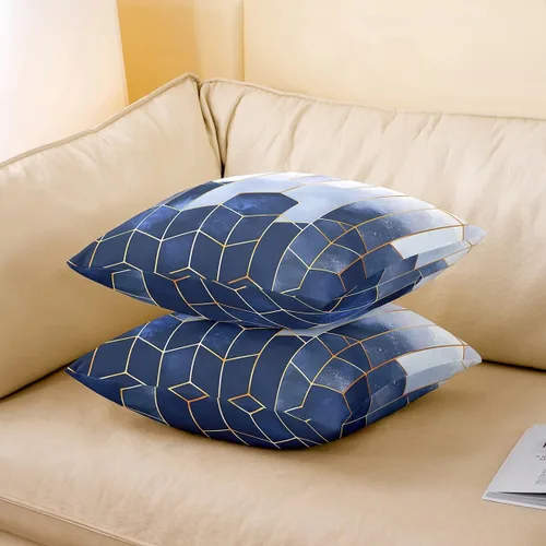 Vista 3 de Juego de 2 fundas de almohada de mármol de 16 x 16 pulgadas, fundas de cojín geométricas de mármol con diseño de panal de abeja, fundas de almohada