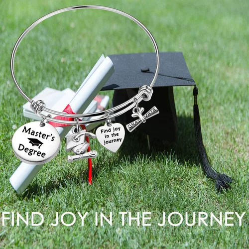 Vista 4 de TGBJE Regalo de graduación de maestros, pulsera con texto en inglés Find Joy In The Journey, regalo de graduación universitaria, regalo de maestría