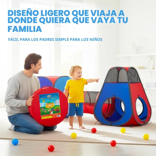 Vista 7 de Playz Paquete de tienda de juegos y túnel desplegable de 4 piezas para niños pequeños y niños - Casa de juegos para interiores y exteriores