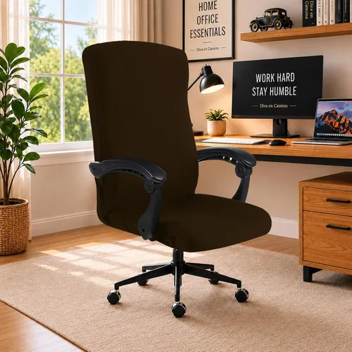 Vista 29 de Fundas elásticas resistentes al agua para sillas de computadora - Protectores lavables para respaldo giratorio y asiento para mascotas - Negro