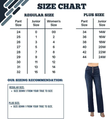Vista 3 de Judy Blue Vaqueros rectos de talle alto con 5 botones para mujer - 88598
