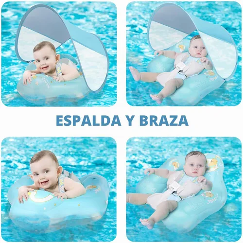 Vista 4 de LOOWARTS Baby Float with Canopy,Infant Pool Float with Safety Seat,Baby Swimming Float & Swim Float & Water Float UPF50+ UV Protection for Toddler
