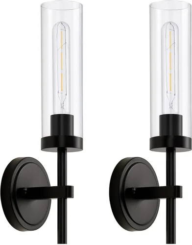 Vista 16 de Juego de 2 apliques de pared de níquel cepillado que funcionan con pilas, iluminación de pared inalámbrica recargable con control remoto, luces