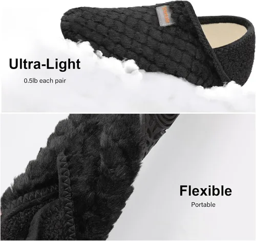 Vista 2 de Scurtain Pantuflas para hombre y mujer, unisex, para adultos, forro de terciopelo, ligeras, para interiores, viajes, suela antideslizante, cálidas