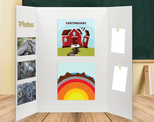 Vista 6 de Desk Tech Tablero de presentación grande de tres pliegues, 36 x 48 pulgadas, papel corrugado resistente, blanco, perfecto para proyectos escolares