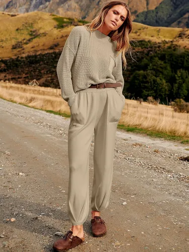 Vista 8 de ANRABESS Conjunto de dos piezas para mujer, de manga larga, tejido de punto, suéter de otoño, pantalones de gran tamaño, conjunto de chándal