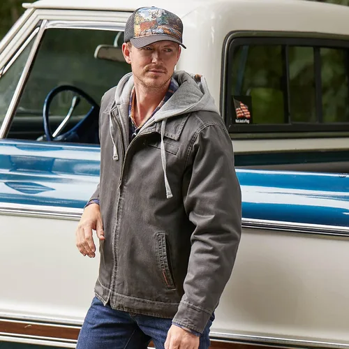 Vista 8 de Legendary Whitetails Men's Casual Coat with Hood Waxed Cotton Water Resistant