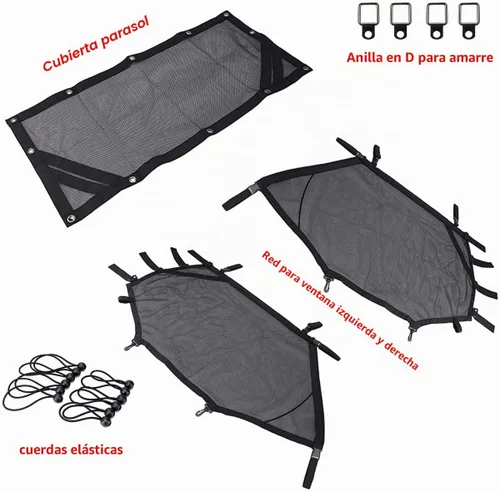 Vista 9 de Red para Ventana de ATV/UTV Protector de Malla para Jaula Trasera Enrollable + Derecha + Izquierda Cubierta de Red Protectora de Sombra para Ventana