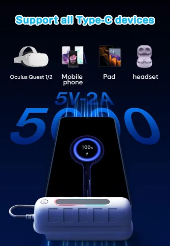 Vista 6 de Paquete de batería para Oculus Quest 2, accesorios para auriculares Oculus Quest 2, 5000mAh Extended Power Compatible con Meta Quest 2 Oculus