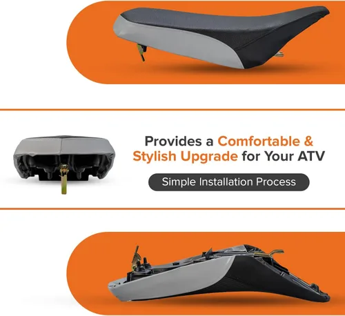 Vista 5 de AlveyTech Asiento de vinilo negro y gris para ATV de 90 cc - 150 cc