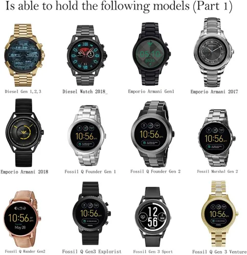 Vista 6 de Tranesca Soporte de reloj de aluminio para relojes inteligentes de múltiples marcas, compatible con Michael Kors, Fossil Gen 6 Hybird/Gen 6/Gen