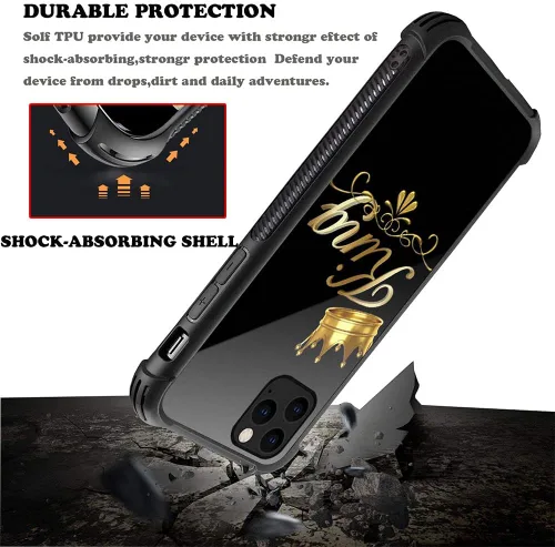 Vista 5 de DJSOK Funda para iPhone 13 Pro Max, diseño de patrón de lujo, a prueba de golpes, funda resistente para hombre y mujer, corona rey