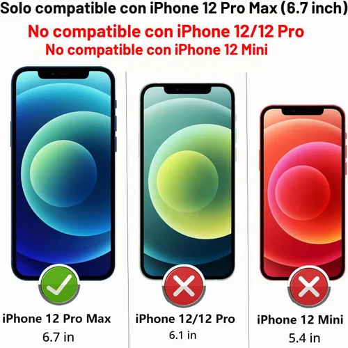 Vista 2 de Funda para iPhone 12 Pro Max, con cubierta para lente de cámara, protector de pantalla HD, [grado militar] anillo de montaje en coche con soporte