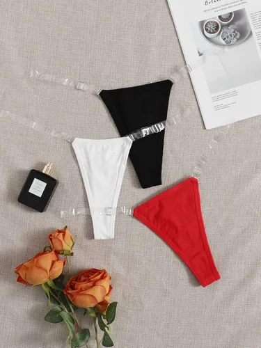 Vista 5 de Verdusa Paquete de 3 tangas transparentes para mujer, tanga invisible