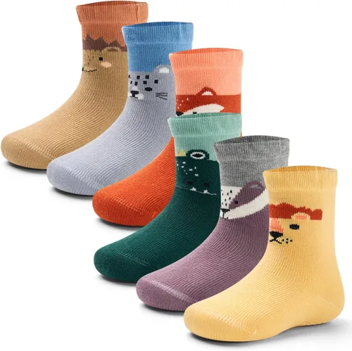 Vista 8 de Calcetines de algodón para bebés y niños pequeños con empuñaduras, antideslizantes, 6