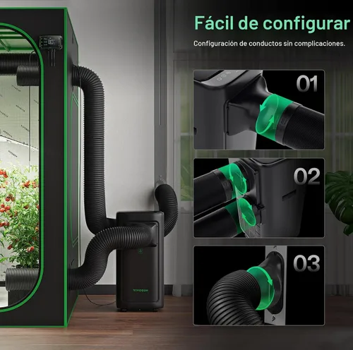 Vista 5 de VIVOSUN AeroLush C08 - Aire acondicionado inteligente, 8000BTU, función 4 en 1, con sonda de sensor de temperatura y humedad, control remoto