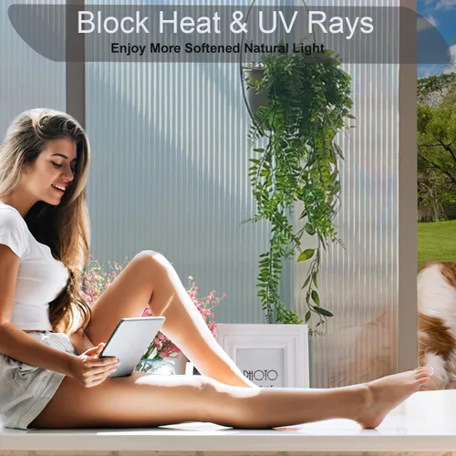 Vista 3 de Película de privacidad para ventana, calcomanía decorativa translúcida 3D para ventana, cubierta de ventana estática para bloqueo solar, sin