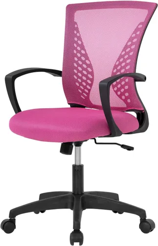 Vista 12 de Silla de oficina FDW para el hogar, con respaldo de altura media, para computadora, con soporte lumbar giratorio, ajustable, para trabajo, Negro