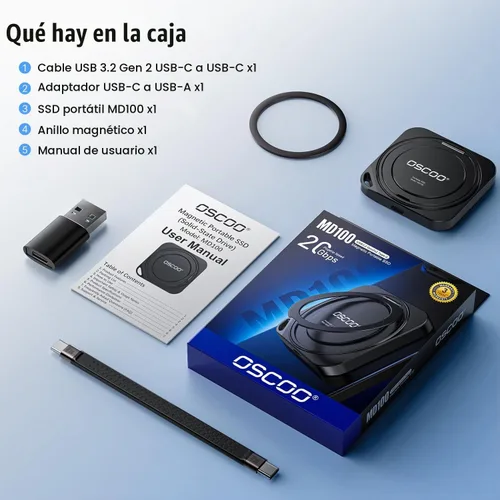 Vista 8 de 1TB SSD externo magnético, hasta 2000MB/s disco duro portátil Phone SSD Compatible with MagSafe iPhone ProRes 4K, Mac, Windows PC, Laptops — Ideal