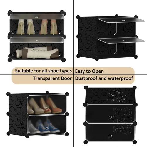 Vista 5 de HOMIDEC - Zapatero de 10 niveles para almacenamiento de 20 pares de zapatos, estantes de plástico para zapatos, organizador para armario, pasillo
