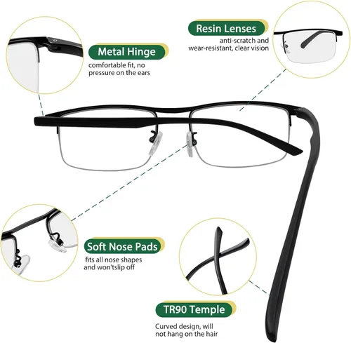 Vista 5 de Gafas de lectura progresivas multifocales fotocromáticas para hombre, con protección UV, gafas de sol de transición, antiluz azul, lectores UV