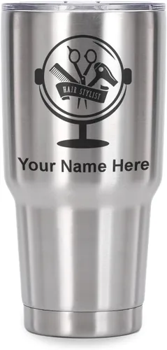 Vista 41 de LaserGram Taza de 20 onzas con aislamiento al vacío, para estilista de cabello, con grabado personalizado incluido (negro) Engraved Gift for Hair
